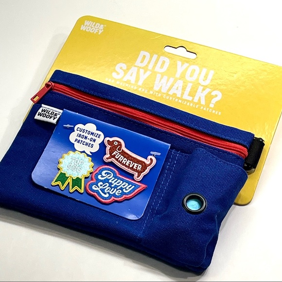 Wild & Woofy Dog Pet Walking Bag Customizable Iron-On Patches W/Adjustable Strap - Picture 1 of 16